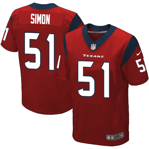 Men's Elite John Simon Nike Jersey Red Alternate - #51 NFL Houston Texans